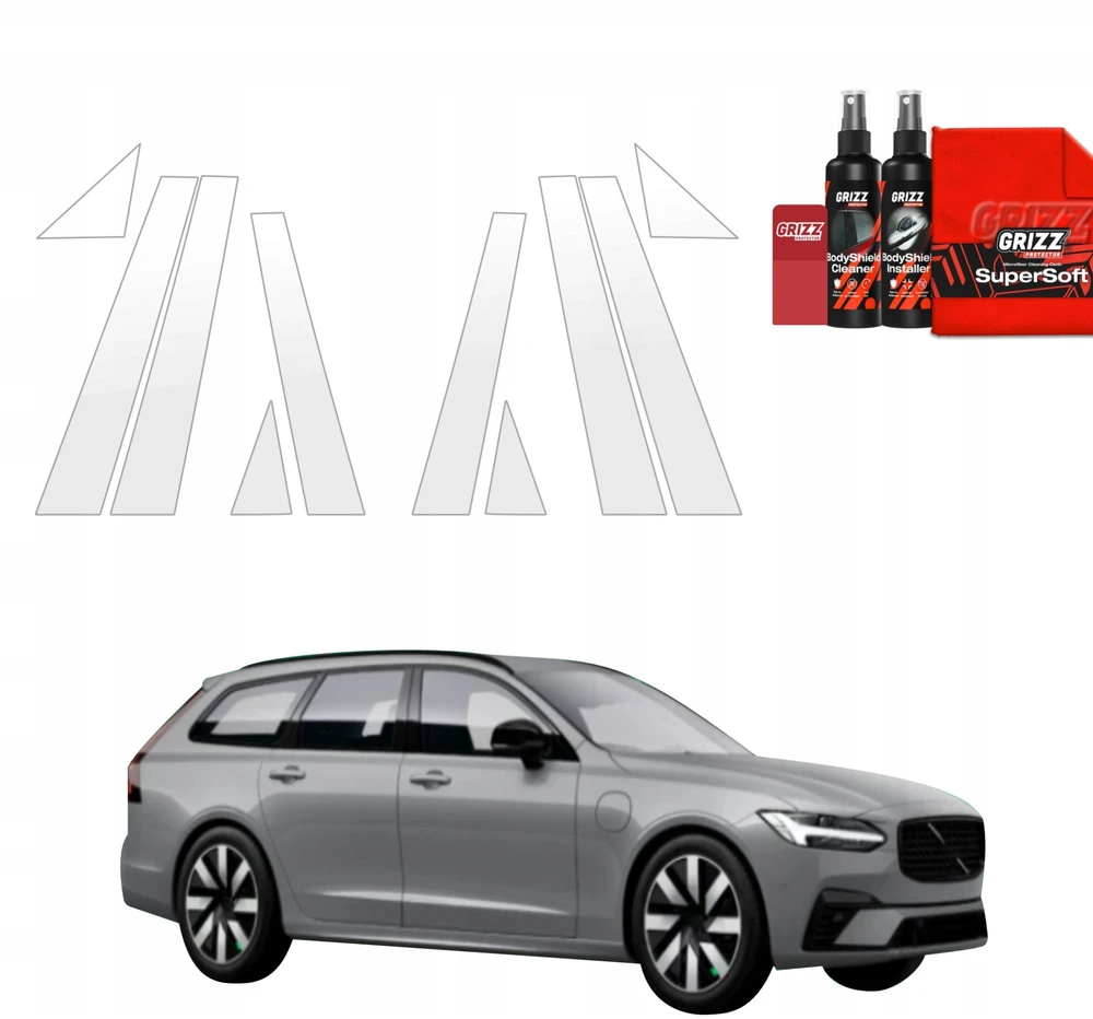 GrizzGlass Apsauginė plėvelė stulpams GrizzGlass BodyShield, skirta Volvo V90 (2021-2025) [10w1]