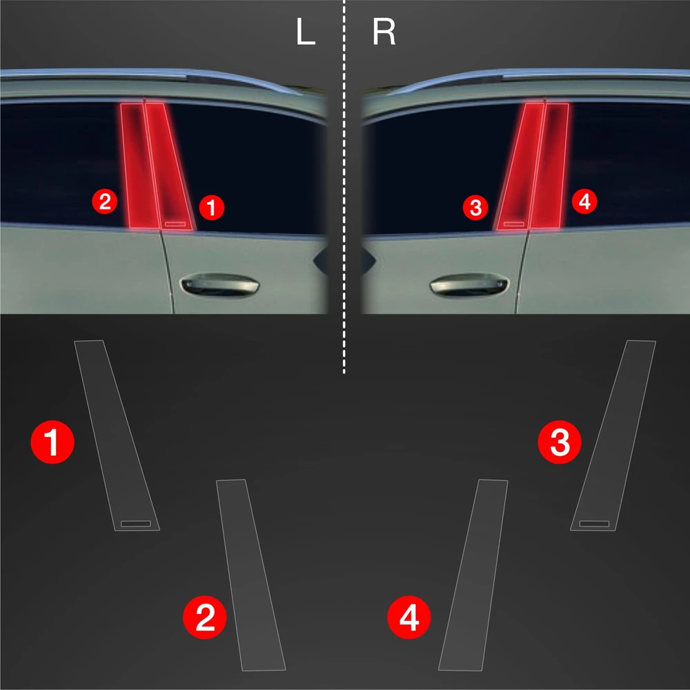 GrizzGlass Apsauginė plėvelė stulpams GrizzGlass BodyShield Volkswagen VW Tiguan 3 (2024-2025) [4w1]