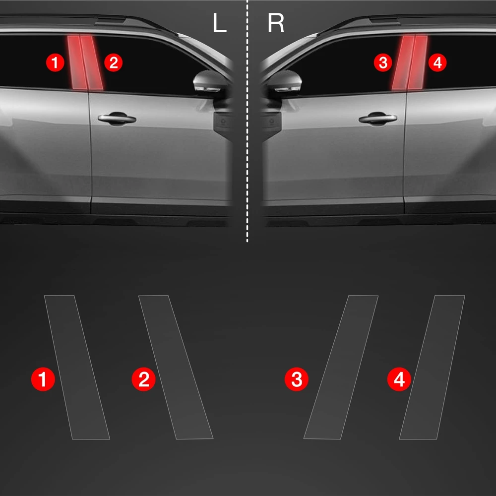 GrizzGlass Apsauginė plėvelė statramsčiams BodyShield, skirta Dacia Duster (2024-2025) [4w1]