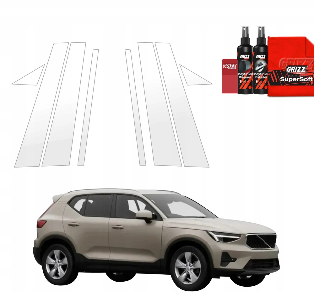 GrizzGlass Apsauginė plėvelė BodyShield statramsčiams, skirta Volvo XC40 (2022-2026) [8w1]