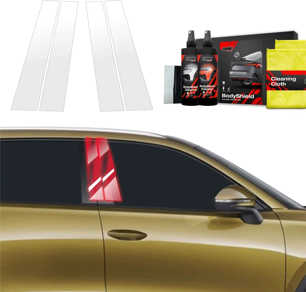 GrizzGlass Apsauginė plėvelė ant stulpelių GrizzGlass BodyShield, skirta Skoda Kodiaq 2 (2024-2025) [4w1]