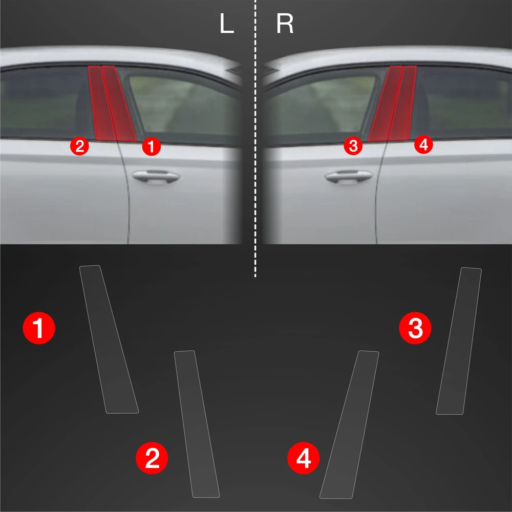 GrizzGlass Apsauginė plėvelė ant stulpelių GrizzGlass BodyShield, skirta Skoda Octavia 4 Hatchback Facelifting (2024-2025) [4w1]