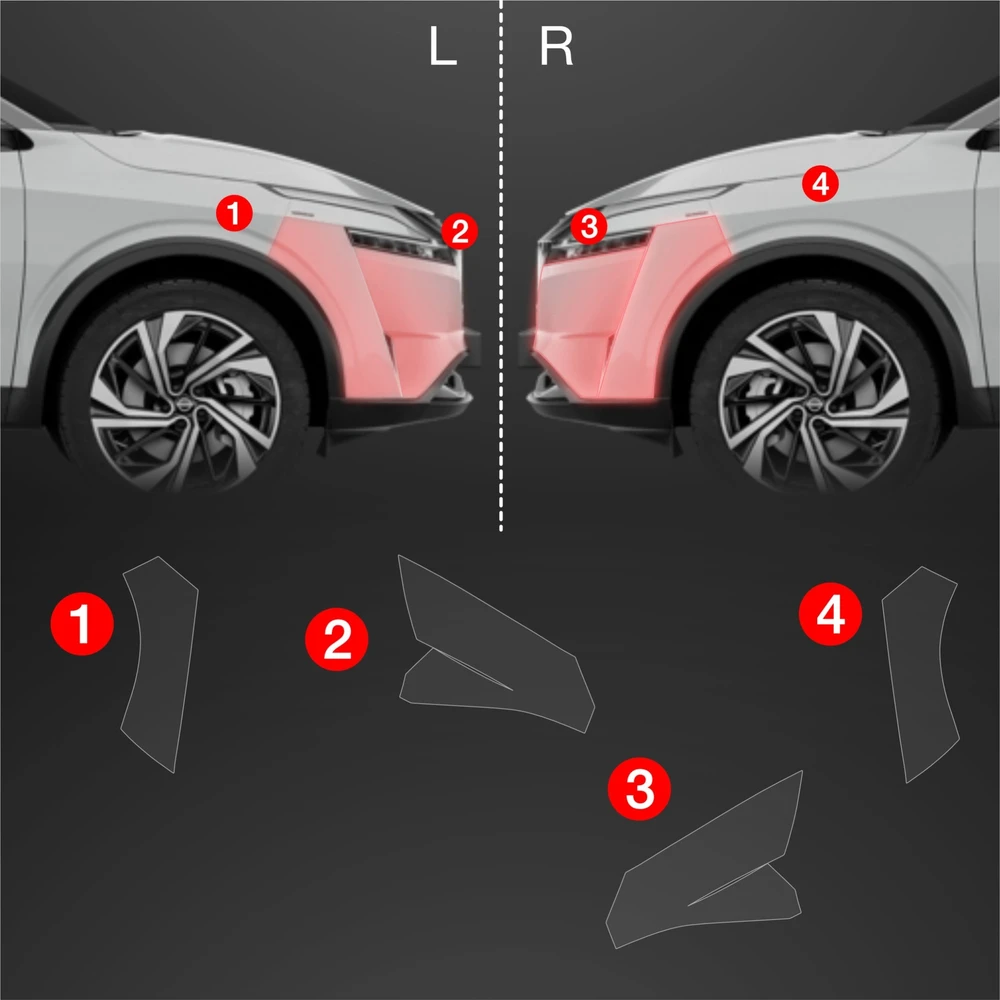 GrizzGlass Apsauginė plėvelė ant buferio GrizzGlass BodyShield skirtas Nissan Qashqai 3 (2021-2024) [4w1]
