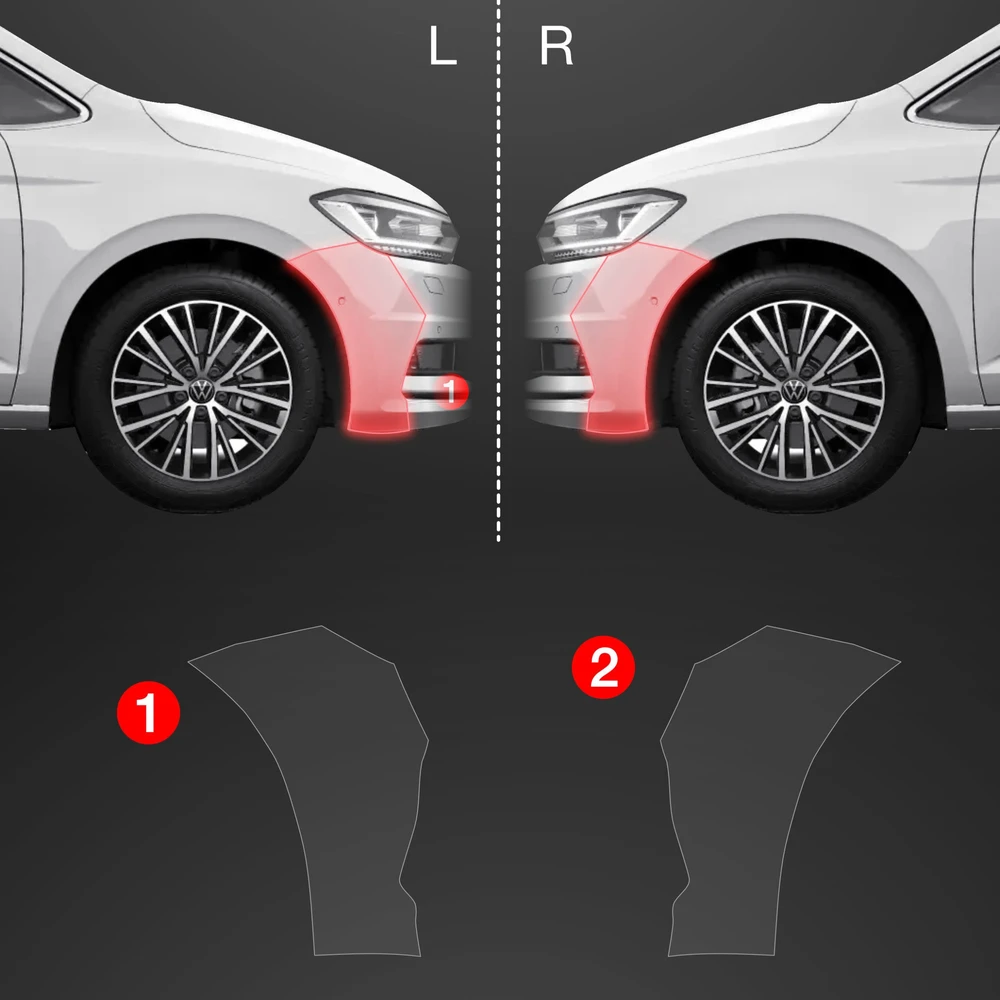 GrizzGlass Apsauginė plėvelė ant buferio BodyShield, skirta Volkswagen VW Touran (2024-2025) [2w1]
