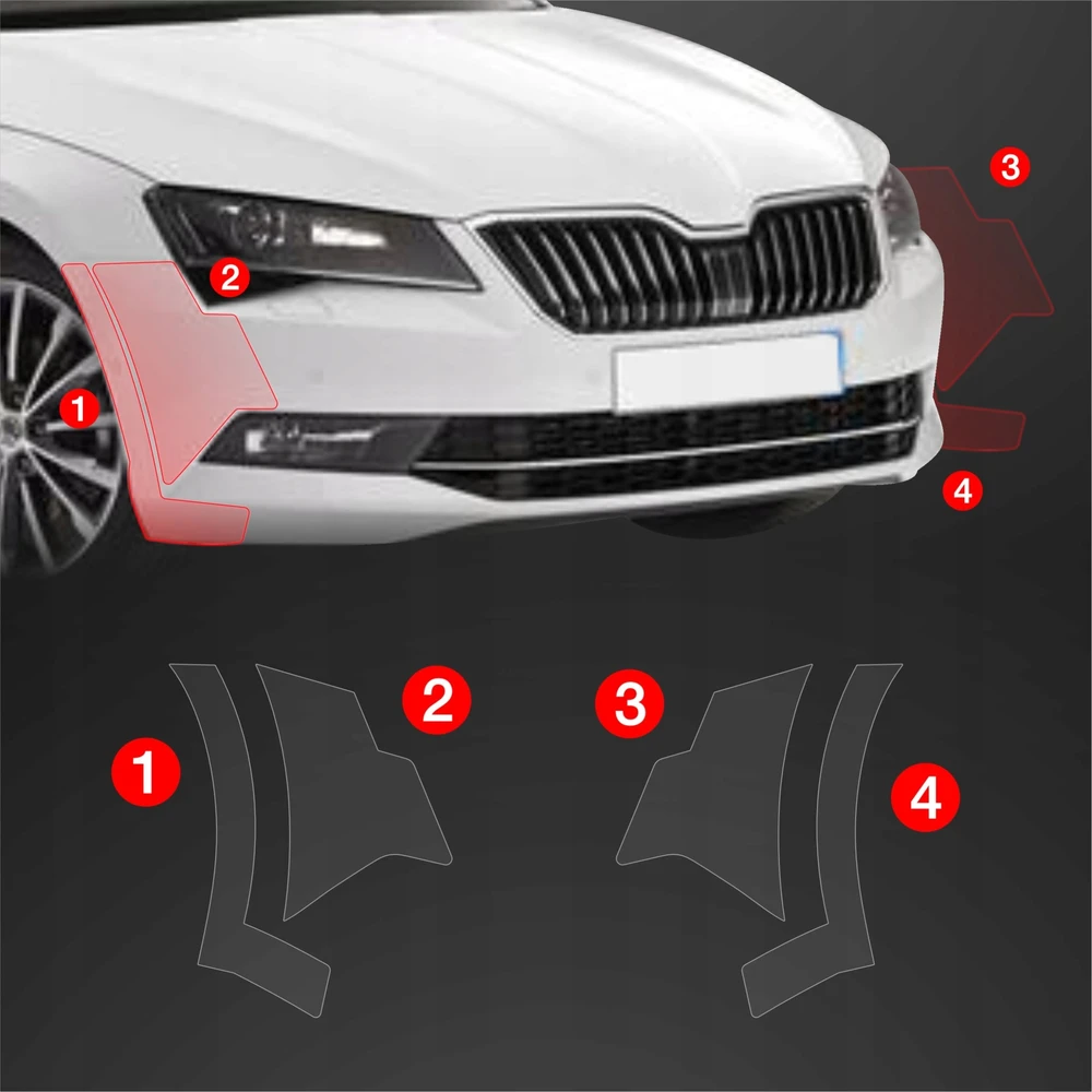 GrizzGlass apsauginė plėvelė ant buferio GrizzGlass BodyShield, skirta Skoda Superb 3 Combi (2015-2019) [4w1]