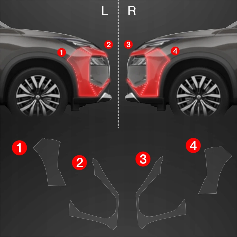 GrizzGlass Apsauginė plėvelė ant buferio BodyShield Nissan X-Trail Facelift (2024-2025) [4w1]