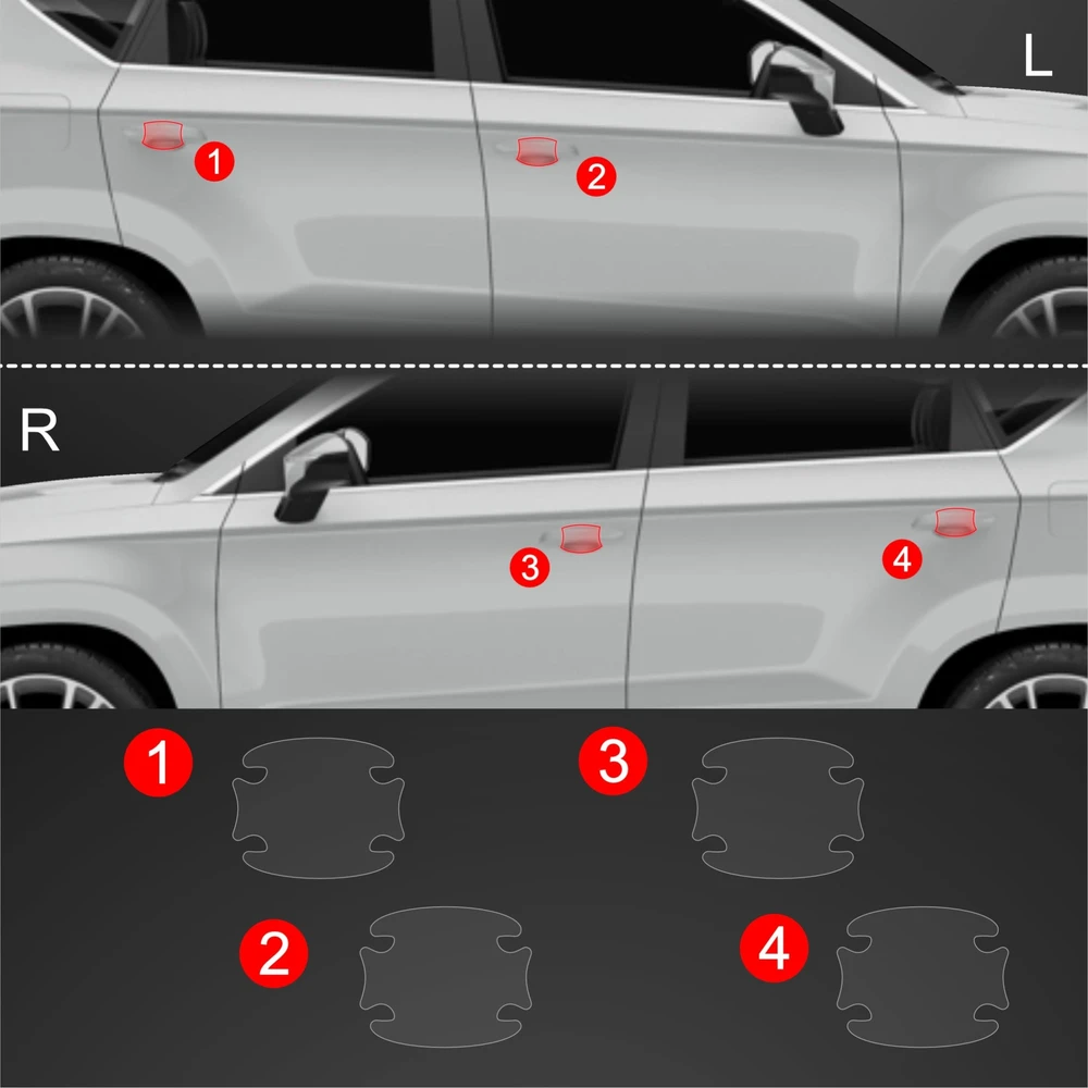 GrizzGlass Apsauginė plėvelė po rankenomis GrizzGlass BodyShield skirtas Seat Ateca (2020-2025) [4w1]
