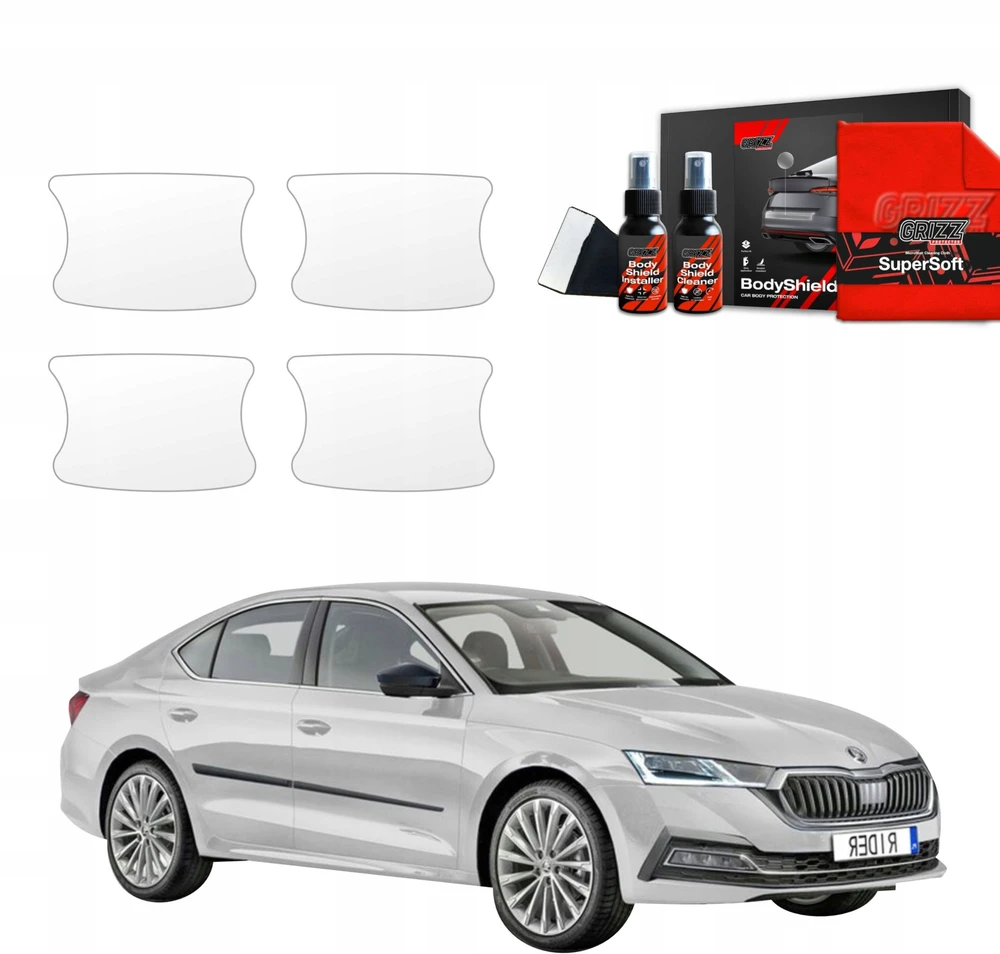 GrizzGlass Apsauginė plėvelė po rankenomis GrizzGlass BodyShield, skirta Skoda Octavia 4 Hatchback (2019-2024) [4w1]