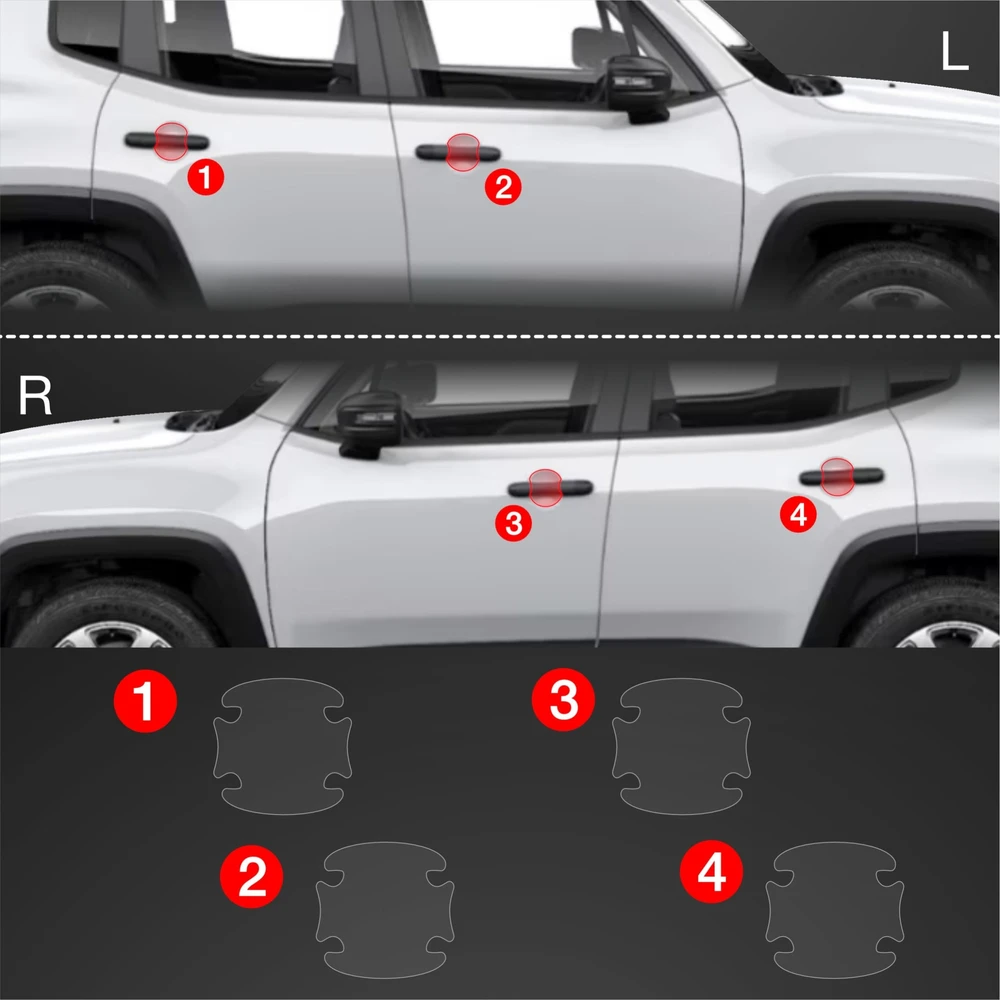 GrizzGlass Apsauginė plėvelė po rankenomis GrizzGlass BodyShield Jeep Renegade (2022-2025) [4w1]