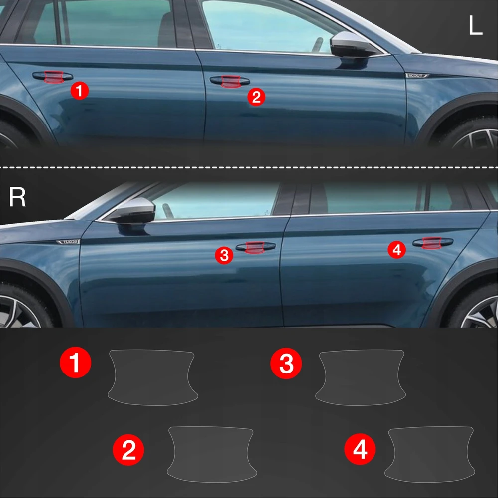 GrizzGlass Apsauginė plėvelė po rankenomis GrizzGlass BodyShield, skirta Skoda Superb 3 Combi (2015-2019) [4w1]