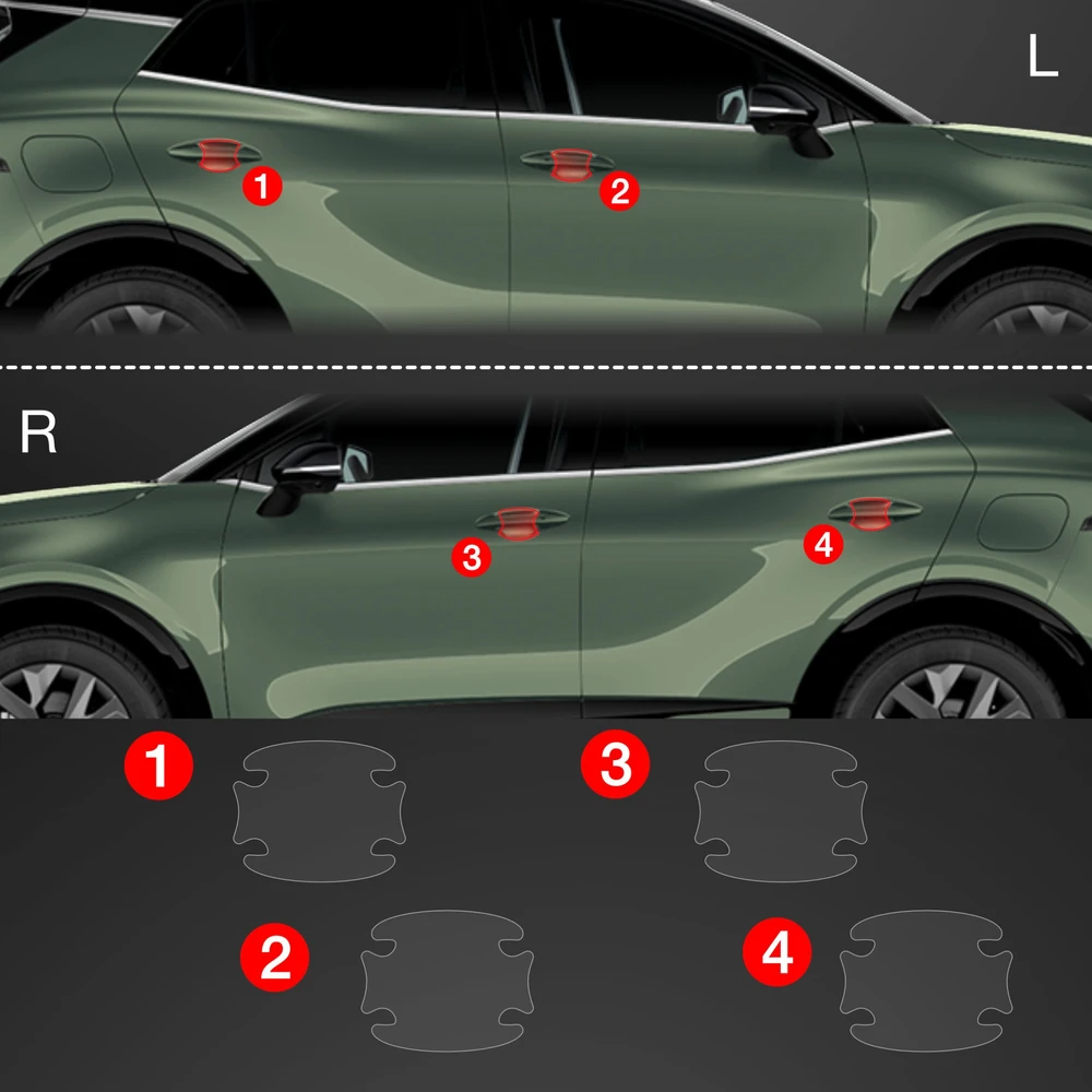 GrizzGlass Apsauginė plėvelė po rankenomis GrizzGlass BodyShield, skirta Kia Sportage 5 (2021-2025) [4w1]