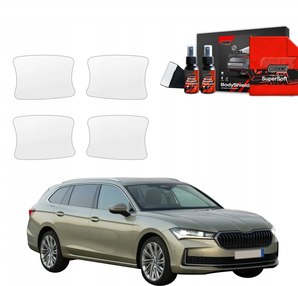 GrizzGlass Apsauginė plėvelė po rankenomis BodyShield, skirta Skoda Superb 4 Combi (2024-2025) [4w1]