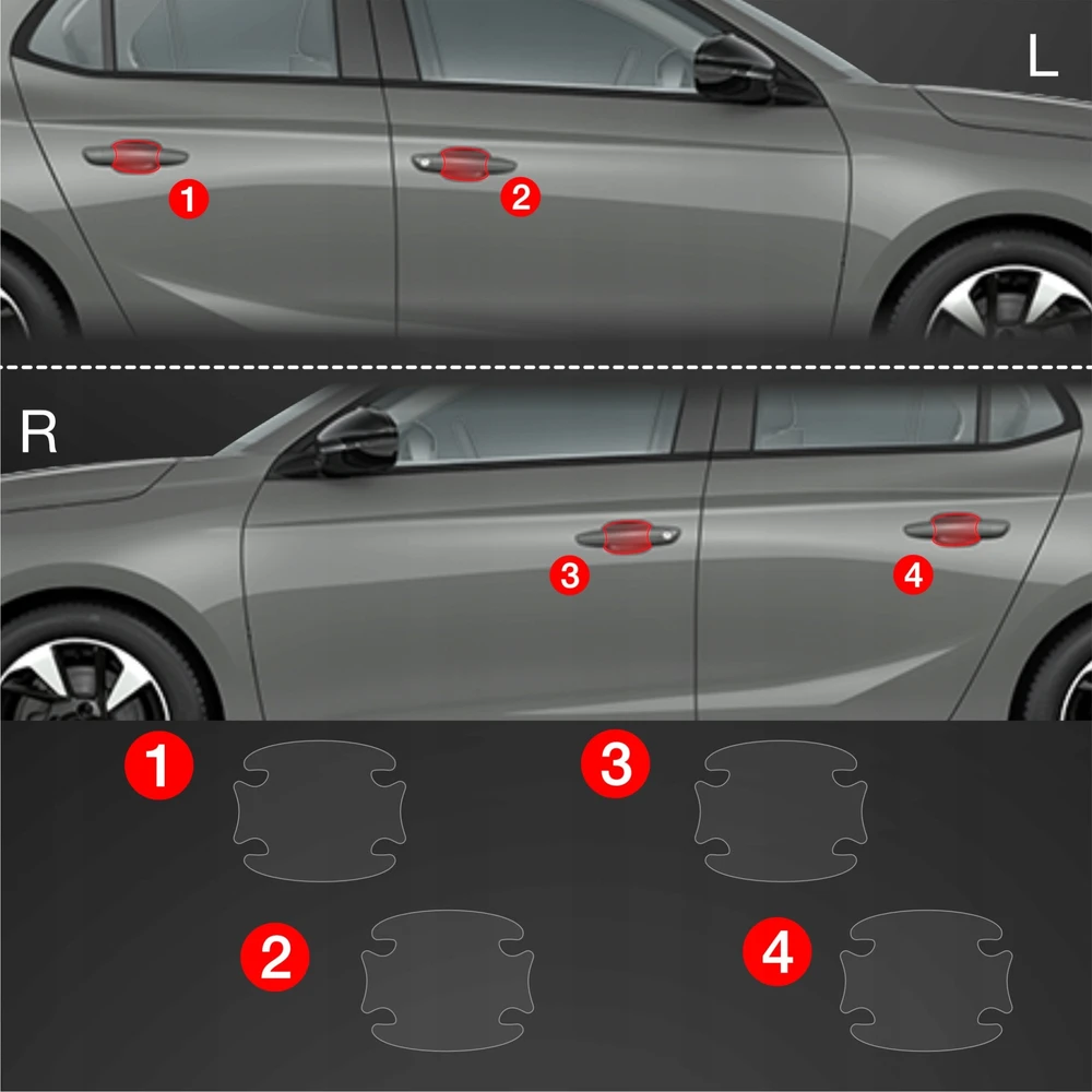 GrizzGlass Apsauginė plėvelė po rankenomis GrizzGlass BodyShield Opel Corsa (2023-2025) [4w1]