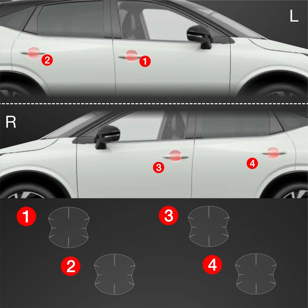 GrizzGlass Apsauginė plėvelė po rankenomis GrizzGlass BodyShield, skirta Nissan Qashqai 3 Facelift (2024-2025) [4w1]