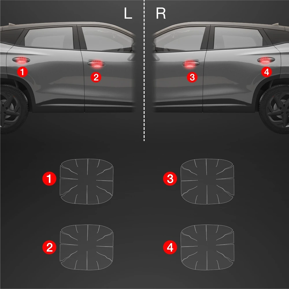 GrizzGlass Apsauginė plėvelė po rankenomis GrizzGlass BodyShield, skirta OMODA 5 Facelift (2024-2025) [4w1]
