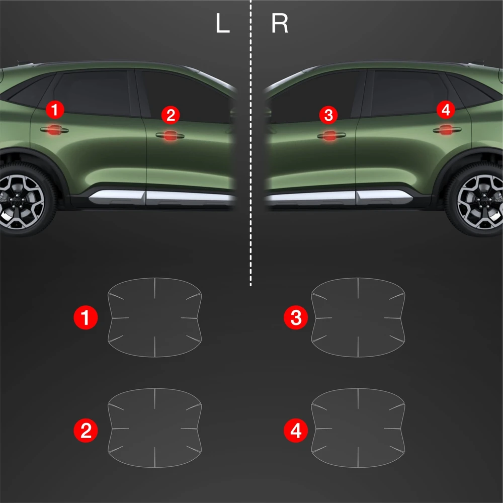 GrizzGlass Apsauginė plėvelė po rankenomis GrizzGlass BodyShield skirtas Ford Kuga Titanium Facelift (2024-2025) [4w1]