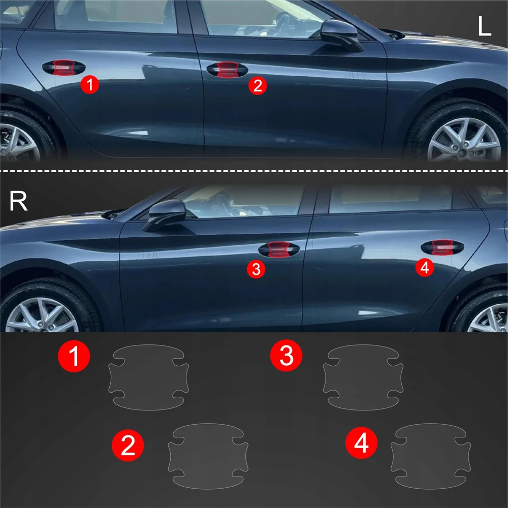 GrizzGlass Apsauginė plėvelė po rankenomis GrizzGlass BodyShield, skirta Seat Leon (2024-2025) [4w1]