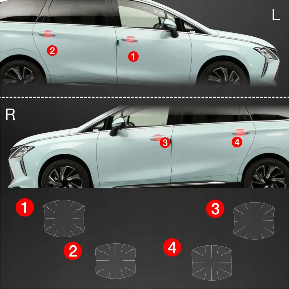 GrizzGlass Apsauginė plėvelė po rankenėlėmis BodyShield, skirta Forthing U-tour (2024-2025) [4w1]