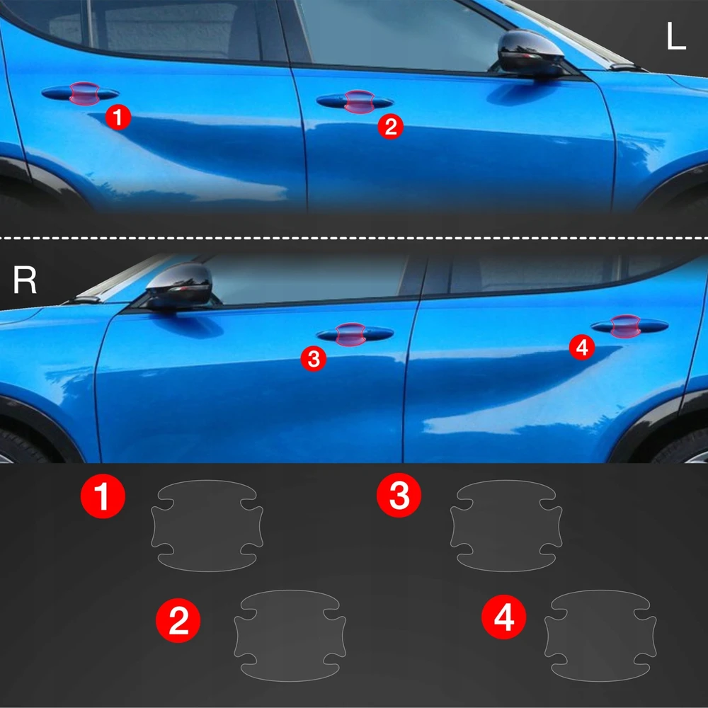 GrizzGlass Apsauginė plėvelė rankenoms GrizzGlass BodyShield, skirta Alfa Romeo Tonale (2022-2025) [4w1]