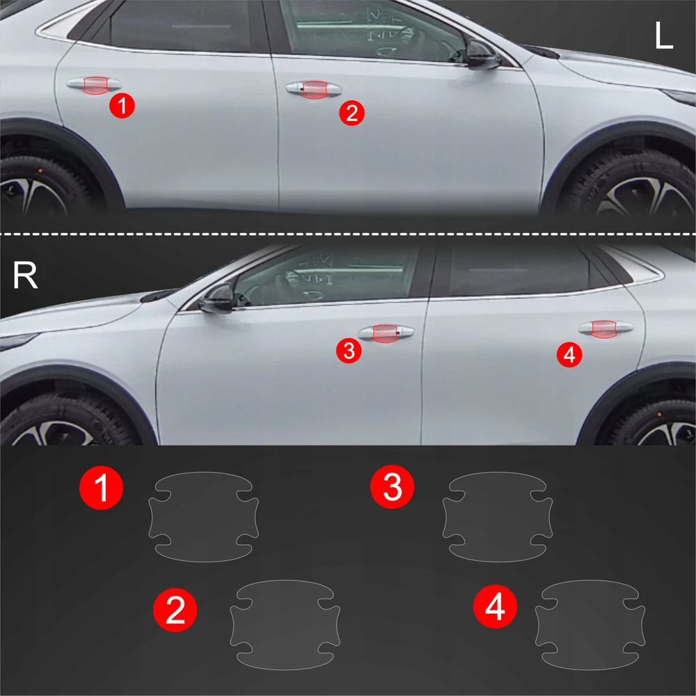GrizzGlass Apsauginė plėvelė po rankenomis GrizzGlass BodyShield, skirta Kia XCeed (2022-2025) [4w1]