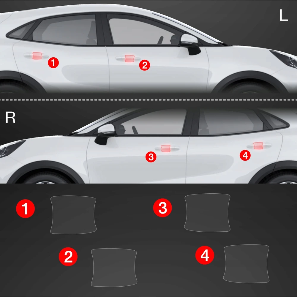 GrizzGlass Apsauginė plėvelė po rankenomis BodyShield skirtas Ford Puma Facelift (2024-2025) [4w1]
