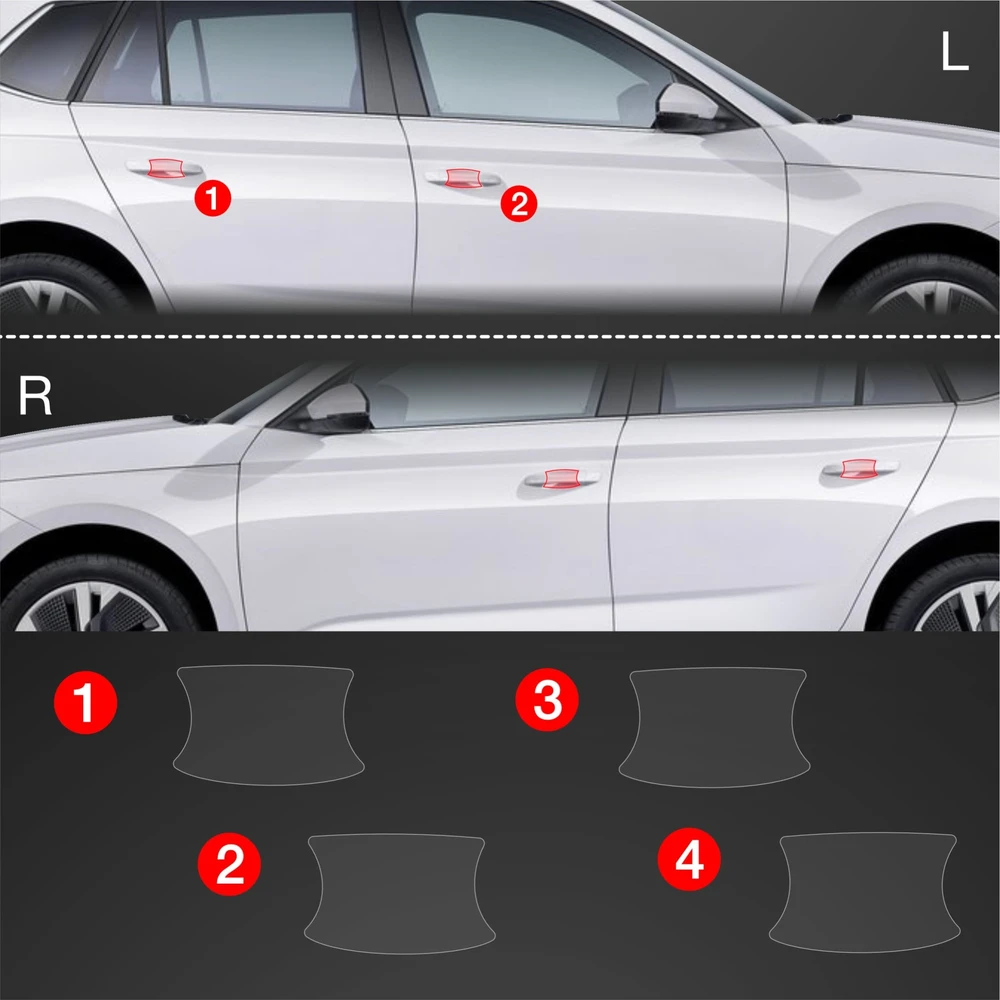 GrizzGlass Apsauginė plėvelė po rankenomis GrizzGlass BodyShield Skoda Kamiq (2019-2025) [4w1]
