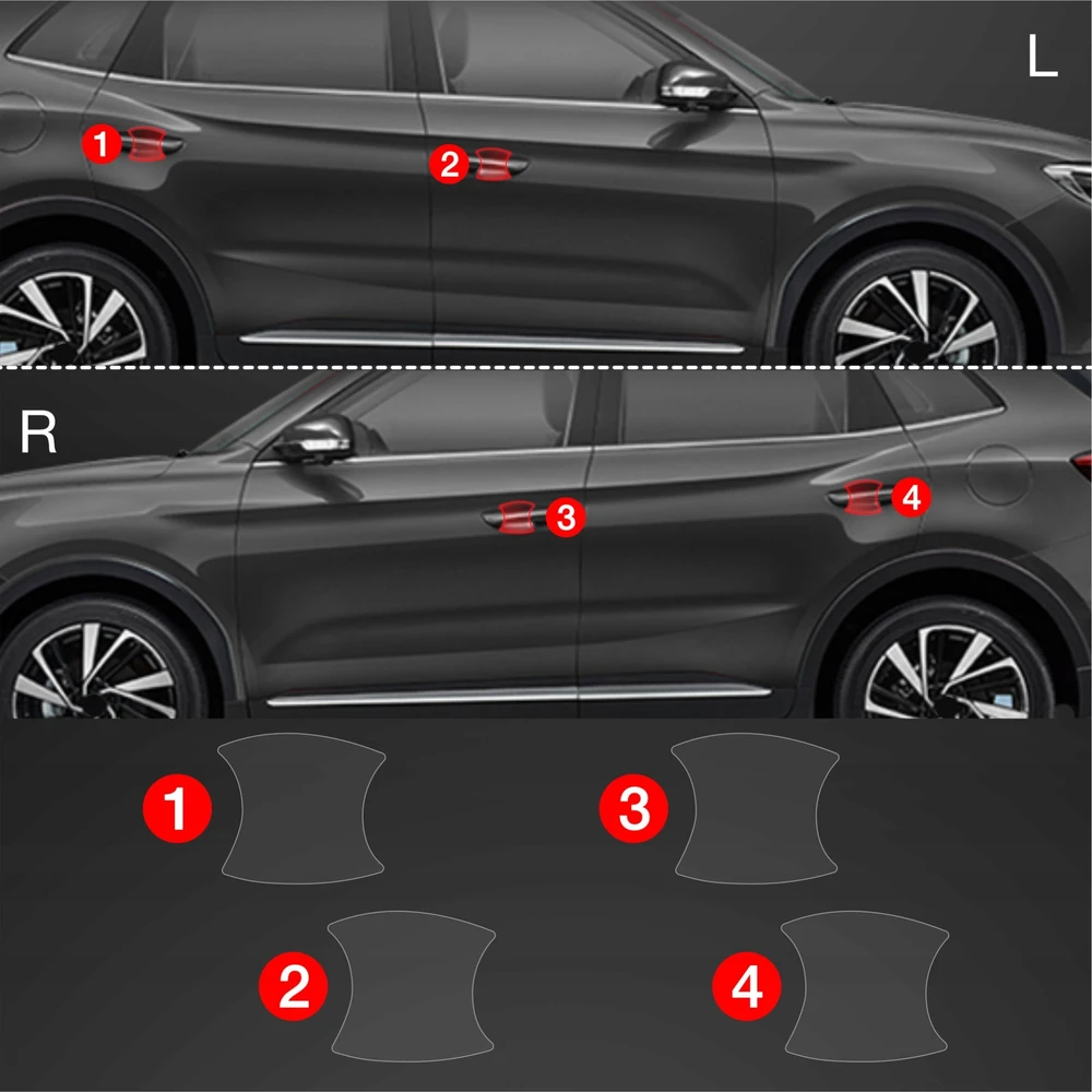 GrizzGlass Apsauginė plėvelė po rankenomis GrizzGlass BodyShield, skirta MG ZS Hybrid+ (2024-2025) [4w1]