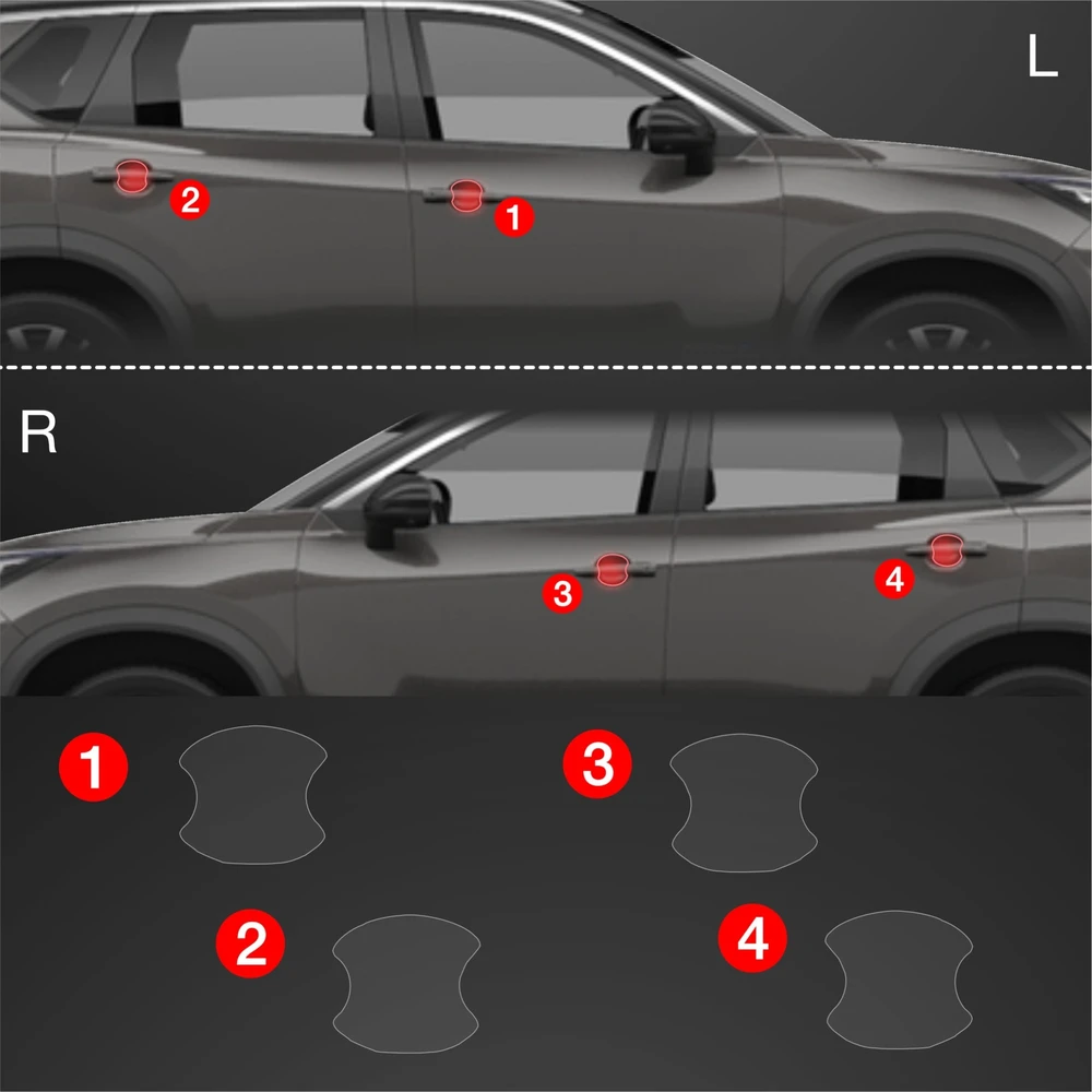 GrizzGlass Apsauginė plėvelė po rankenomis GrizzGlass BodyShield skirtas Nissan X-Trail Facelift (2024-2025) [4w1]