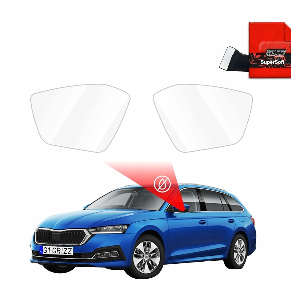 GrizzGlass Lietaus apsauginė plėvelė veidrodėliams ZeroDrop, skirta Skoda Octavia 4 (2020-2025)