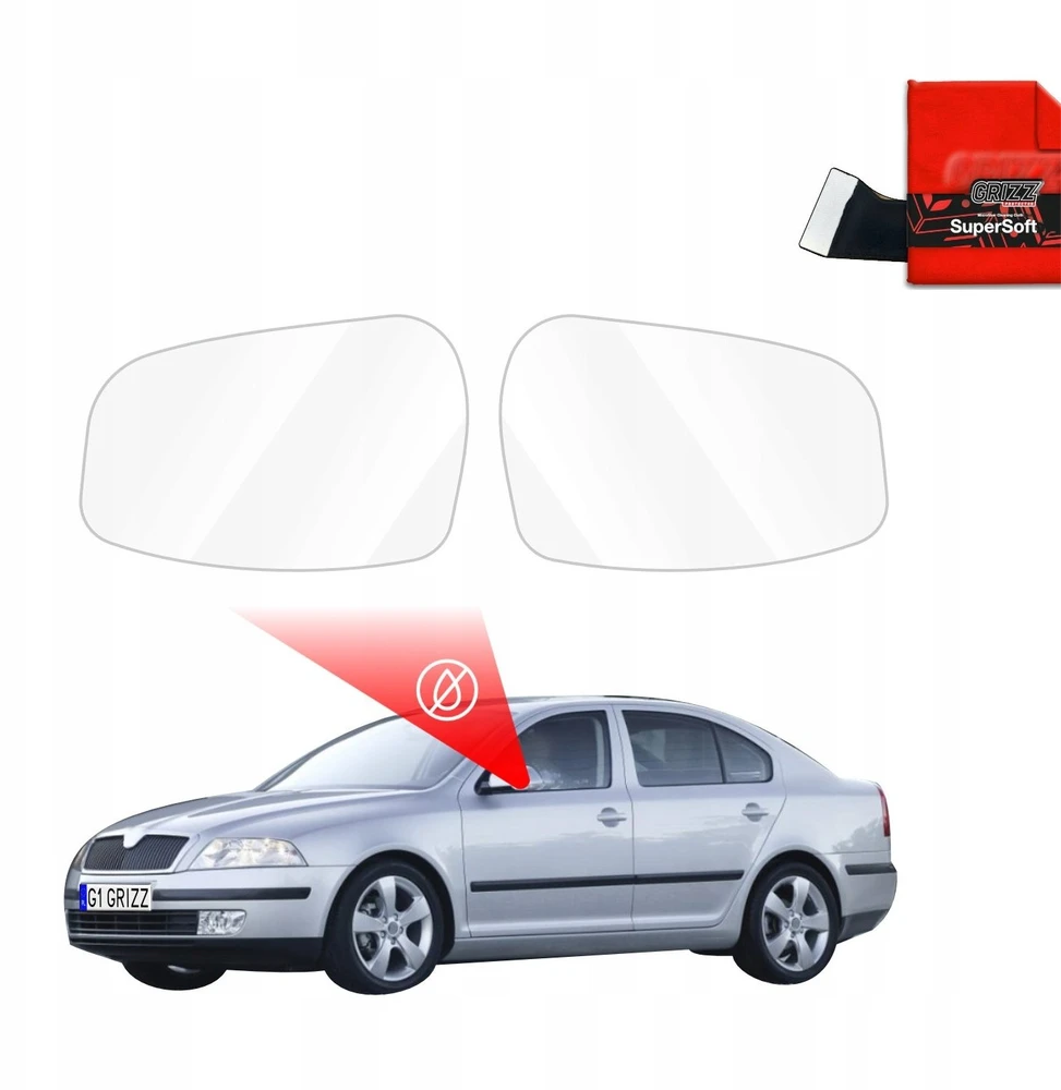 GrizzGlass Lietaus apsauginė plėvelė veidrodėliams ZeroDrop, skirta Skoda Octavia 2 Hatchback (2004-2008)