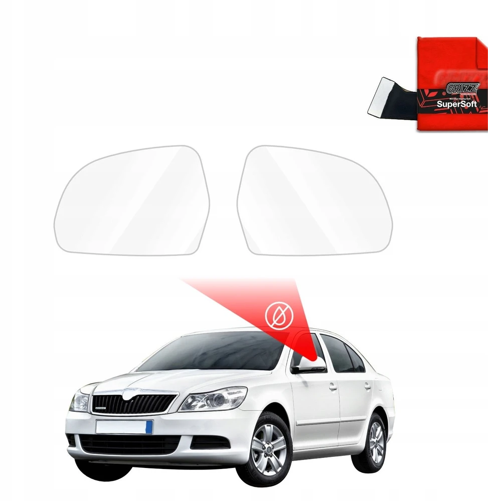 GrizzGlass Lietaus apsauginė plėvelė veidrodėliams ZeroDrop, skirta Skoda Octavia 2 Sedan Facelifting (2008-2013)