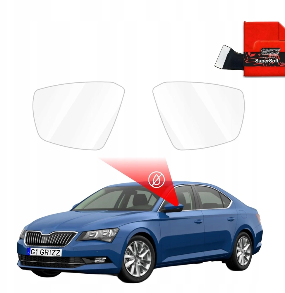 "GrizzGlass" lietaus apsauginė plėvelė veidrodėliams "ZeroDrop" skirtas "Skoda Superb 3" (2015-2020)
