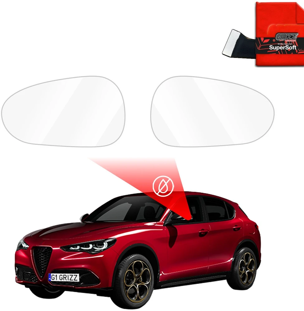 GrizzGlass lietaus plėvelė veidrodėliams ZeroDrop, skirta Alfa Romeo Stelvio (2017-2025)