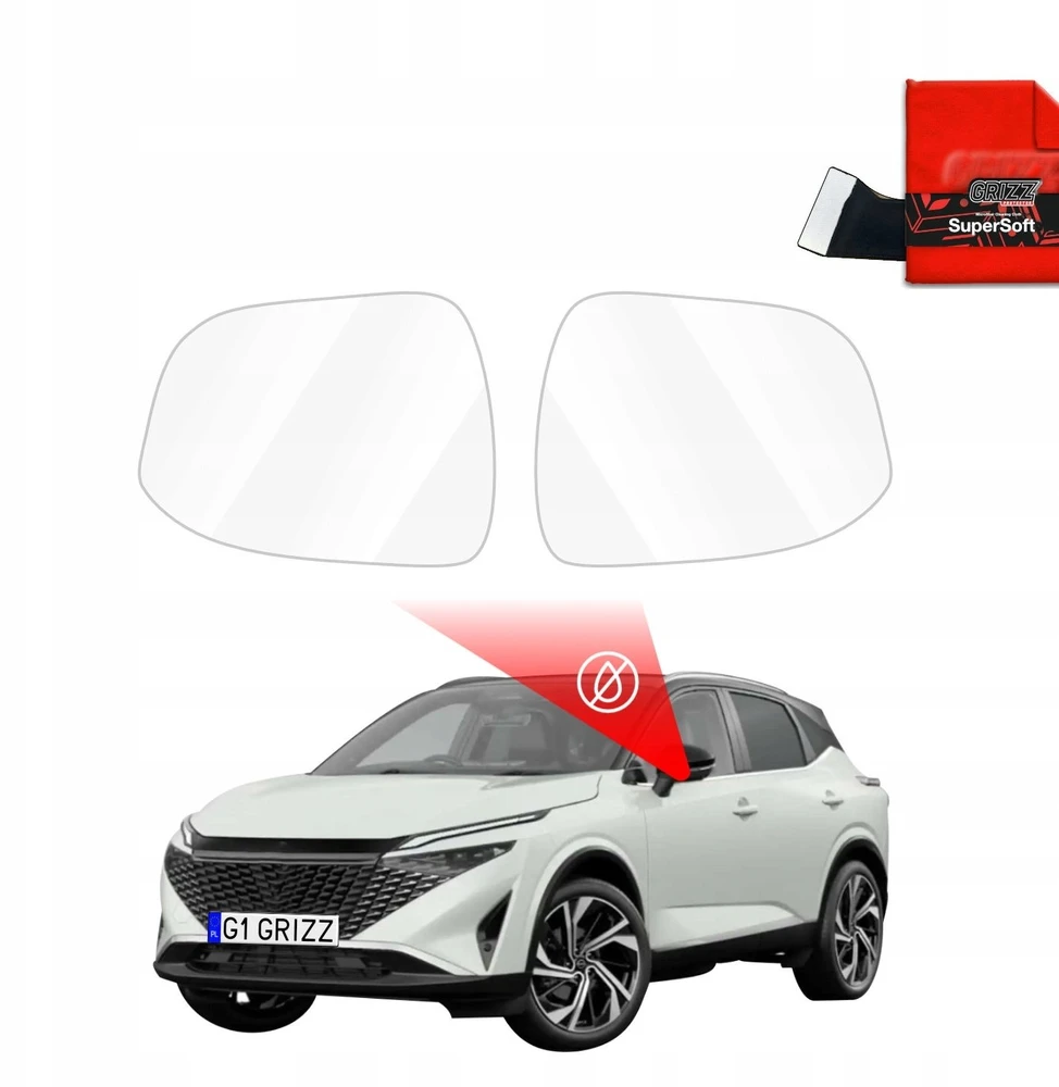 GrizzGlass Lietaus apsauginė plėvelė veidrodėliams ZeroDrop, skirta Nissan Qashqai 3 Facelift (2024-2025)