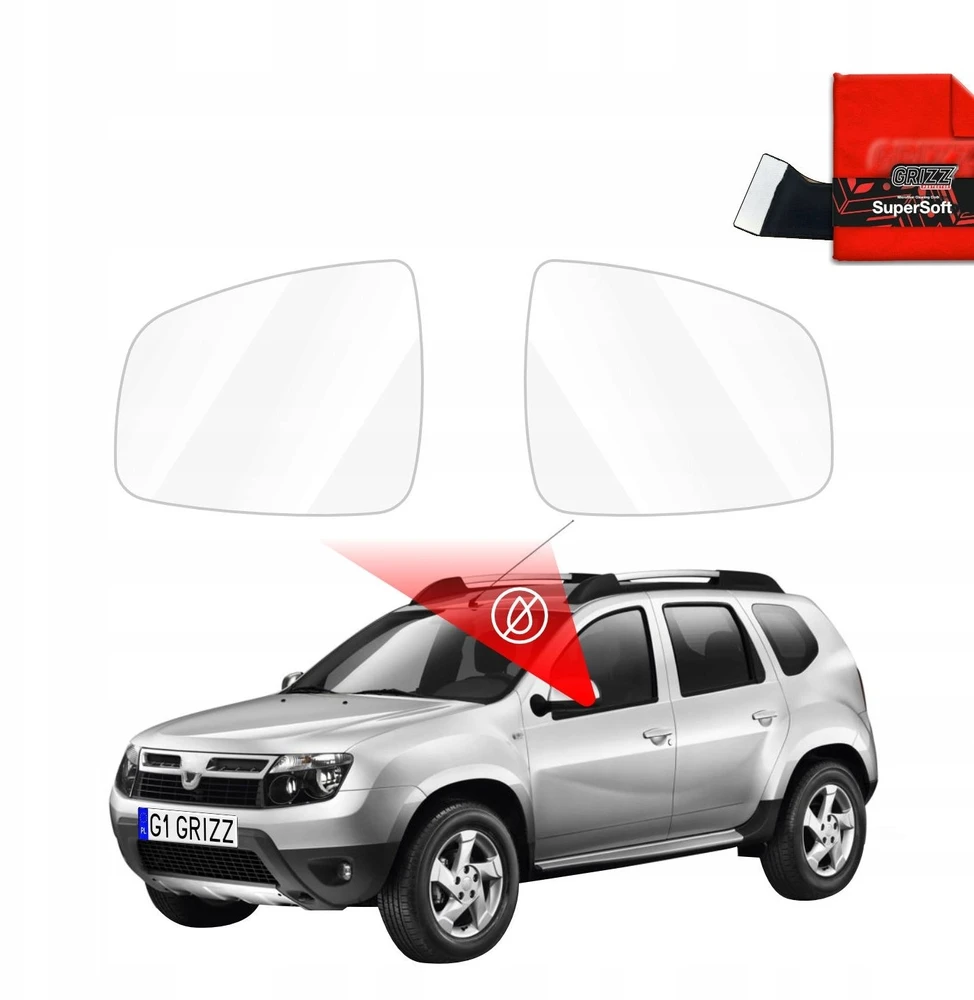 GrizzGlass Lietaus apsauginė plėvelė veidrodėliams ZeroDrop, skirta Dacia Duster (2013-2017)