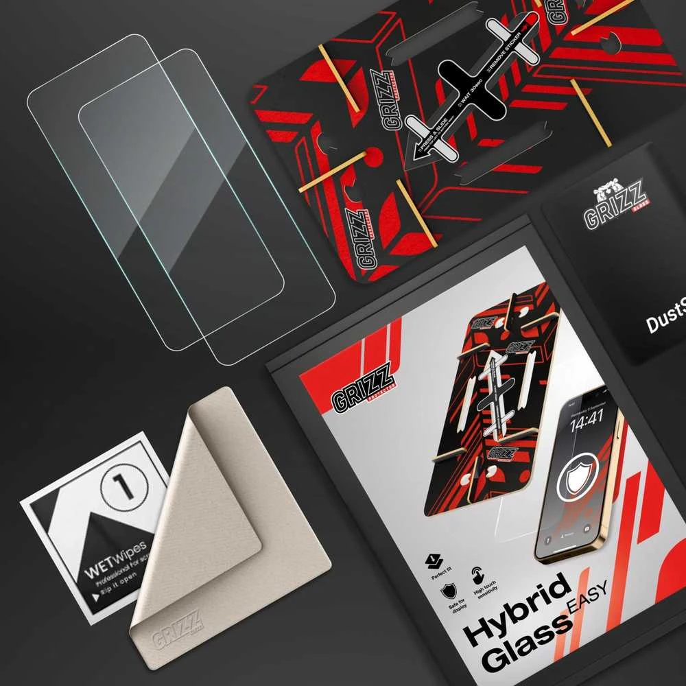 „GrizzGlass HybridGlass Easy Hybrid Glass“, skirtas „Xiaomi Redmi Note 13 Pro 5G“ [2 vnt.]