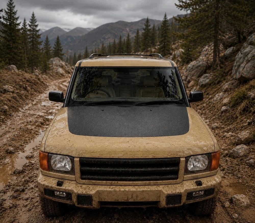 GrizzGlass juoda techninė HeavyDuty Juodas danga priekinei kaukolei, skirta Land Rover Discovery 2 (1998-2004) (GRZ19862)