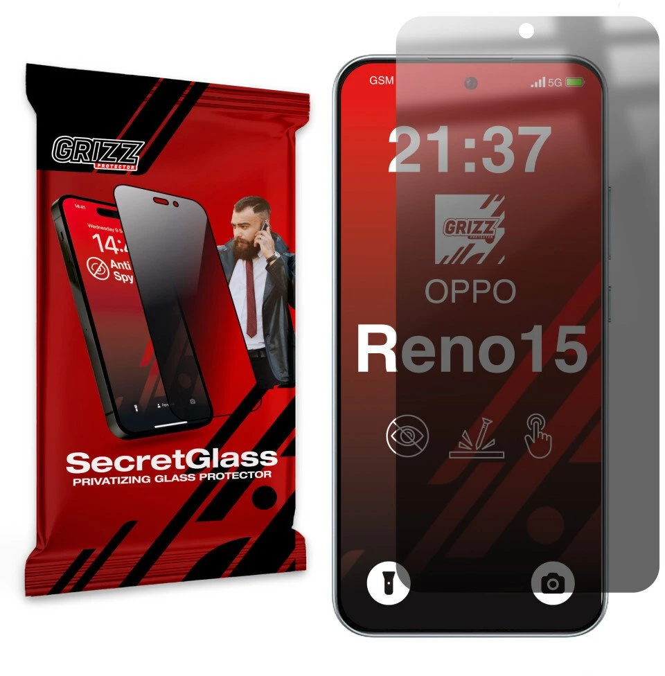 GrizzGlass Matinis privatizuojantis stiklas GrizzGlass SecretGlass skirtas Oppo Reno15