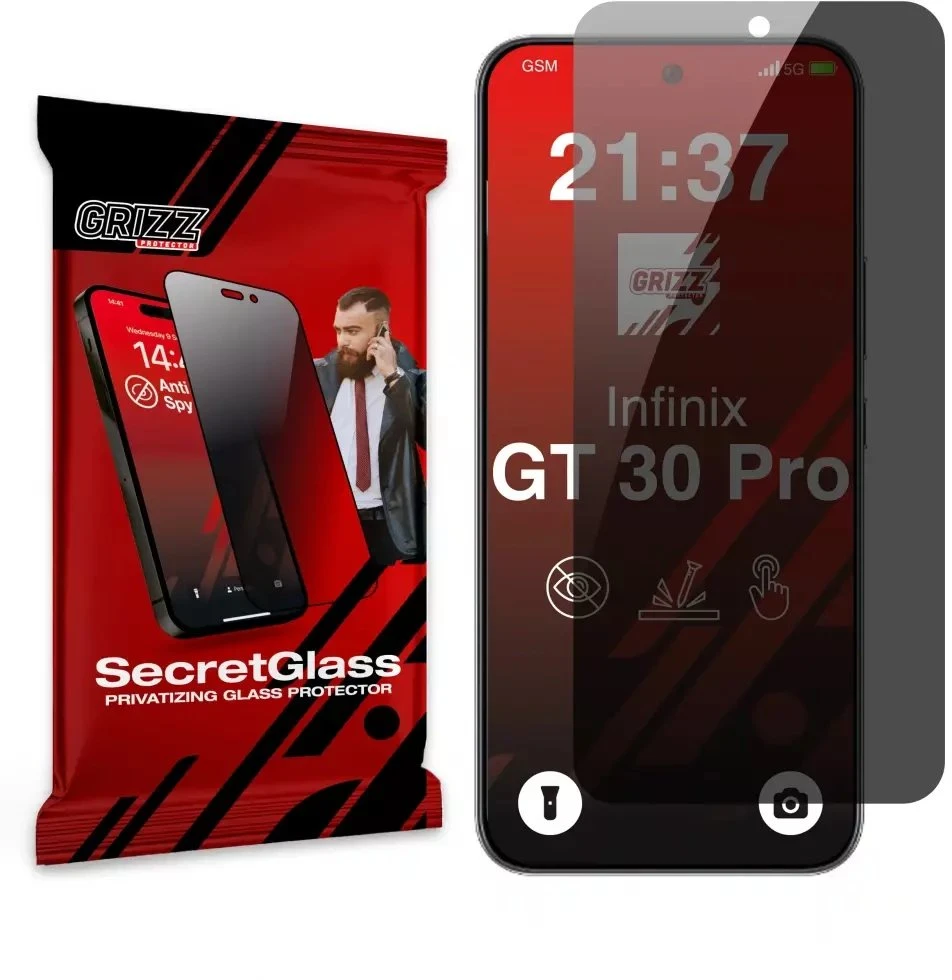 GrizzGlass Matinis privatumą užtikrinantis stiklas SecretGlass, skirtas Infinix GT 30 Pro