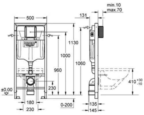 Grohe Rapid SL WC rėmas su tvirtinimu 1,13 m (2in1)