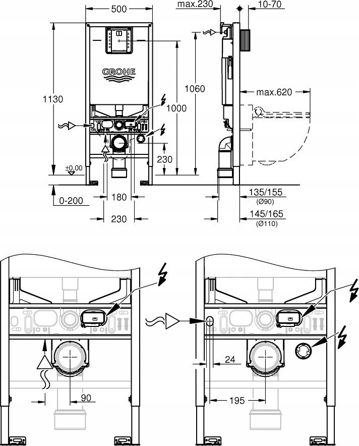 Potinkinis WC rėmas Grohe RAPID SLX 3-IN-1, 39598000
