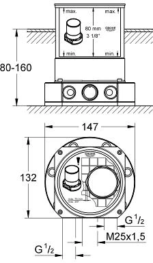 Potinkinė dalis vonios grindiniam maišytuvui Grohe, ½″