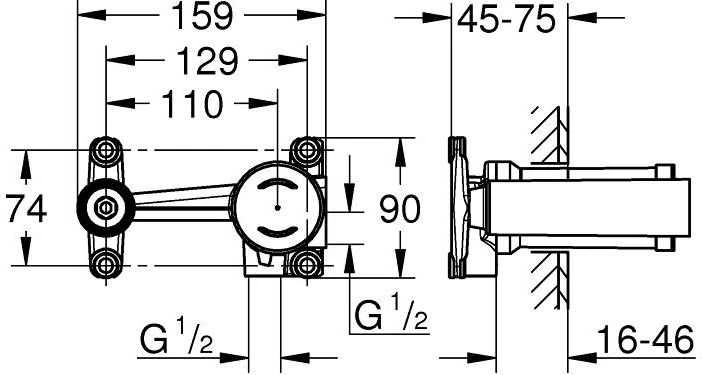 Potinkinė dalis praustuvo maišytuvui Grohe, OHM universali