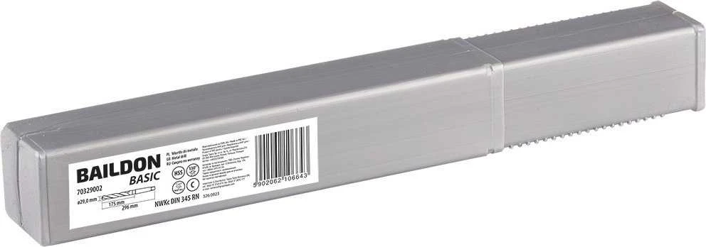 Wiertło Baildon BASIC DIN 345 ​​​​RN NWKc 29 mm metalo grąžtas, HSS (S), 296–175 mm