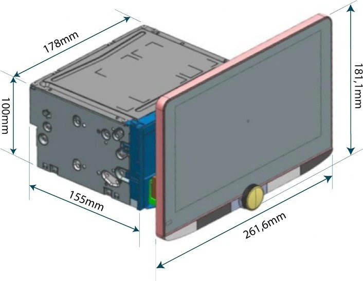 Kenwood DNR992RVS išmatavimų brėžinys