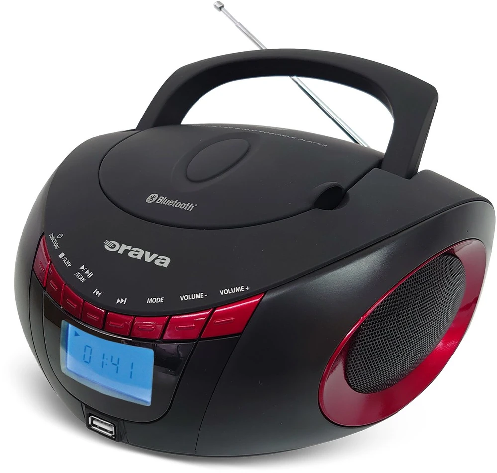 Grotuvas Luvianta Orava RCD-813 R Nešiojamas CD/USB grotuvas su radiju ir Bluetooth, raudonai juodas