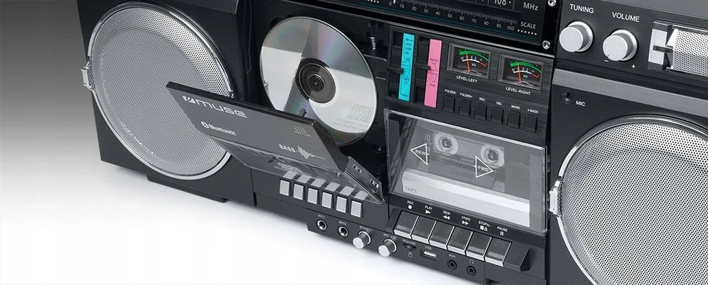 Muzikinis centras Muse | Ghetto Blasters | M-380 GB | AUX in | Bluetooth | Cassette deck | CD grotuvas | Juodas