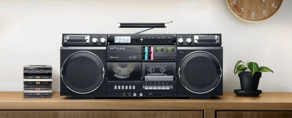 Muzikinis centras Muse | Ghetto Blasters | M-380 GB | AUX in | Bluetooth | Cassette deck | CD grotuvas | Juodas