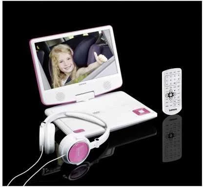 Vaizdo grotuvas LENCO DVP-910 9 DVD-Player + USB &amp; KfZ-Halterung. pink/wei