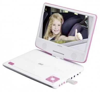 Vaizdo grotuvas LENCO DVP-910 9 DVD-Player + USB &amp; KfZ-Halterung. pink/wei